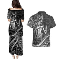 Filipinos Lapu Lapu Hero Couples Matching Puletasi and Hawaiian Shirt Black Polynesian Tribal Tattoo