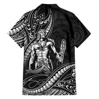 Filipinos Lapu Lapu Hero Family Matching Off Shoulder Short Dress and Hawaiian Shirt Black Polynesian Tribal Tattoo LT05 - Polynesian Pride