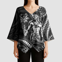 Filipinos Lapu Lapu Hero Kimono Sleeve Blouse Black Polynesian Tribal Tattoo