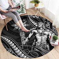 Filipinos Lapu Lapu Hero Round Carpet Black Polynesian Tribal Tattoo