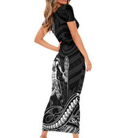 Filipinos Lapu Lapu Hero Short Sleeve Bodycon Dress Black Polynesian Tribal Tattoo