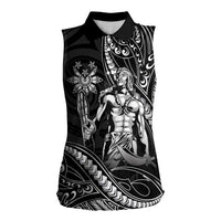 Filipinos Lapu Lapu Hero Women Sleeveless Polo Shirt Black Polynesian Tribal Tattoo LT05 Female Black - Polynesian Pride