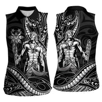 Filipinos Lapu Lapu Hero Women Sleeveless Polo Shirt Black Polynesian Tribal Tattoo LT05 - Polynesian Pride