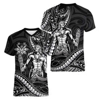 Filipinos Lapu Lapu Hero Women V-Neck T-Shirt Black Polynesian Tribal Tattoo