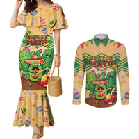 Personalised Hawaii Cinco De Mayo Couples Matching Mermaid Dress and Long Sleeve Button Shirt Funny Style LT05 Brown - Polynesian Pride