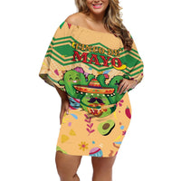 Personalised Hawaii Cinco De Mayo Off Shoulder Short Dress Funny Style LT05 Women Brown - Polynesian Pride
