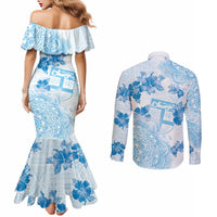 Happy Fiji Girmit Day Couples Matching Mermaid Dress and Long Sleeve Button Shirt Fijian Tapa With Mandala Pattern LT05 - Polynesian Pride