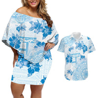 Happy Fiji Girmit Day Couples Matching Off Shoulder Short Dress and Hawaiian Shirt Fijian Tapa With Mandala Pattern LT05 Blue - Polynesian Pride