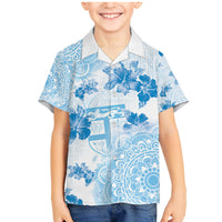 Happy Fiji Girmit Day Family Matching Mermaid Dress and Hawaiian Shirt Fijian Tapa With Mandala Pattern LT05 Son's Shirt Blue - Polynesian Pride