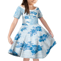 Happy Fiji Girmit Day Family Matching Summer Maxi Dress and Hawaiian Shirt Fijian Tapa With Mandala Pattern LT05 Daughter's Dress Blue - Polynesian Pride