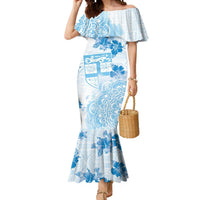 Happy Fiji Girmit Day Mermaid Dress Fijian Tapa With Mandala Pattern LT05 Women Blue - Polynesian Pride