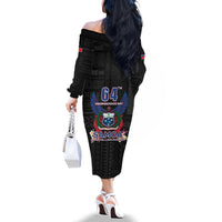 Samoa 64th Independence Anniversary Family Matching Off The Shoulder Long Sleeve Dress and Hawaiian Shirt