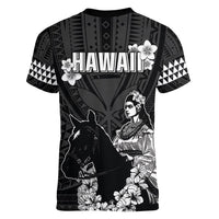 Hawaii King Kamehameha Day Parade Women V-Neck T-Shirt With Pa'u Riders Plumeria Kakau Tribal Pattern LT05 - Polynesian Pride