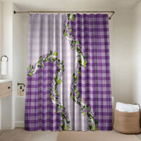 Violet Hawaii Palaka Bathroom Set Maile Pikake Honohono Orchid Lei LT05 Shower Curtain Only Violet - Polynesian Pride
