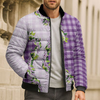 Violet Hawaii Palaka Bomber Puffer Jacket Maile Pikake Honohono Orchid Lei LT05 - Polynesian Pride