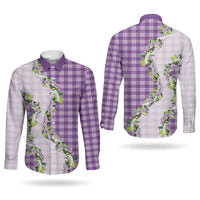 Violet Hawaii Palaka Couples Matching Mermaid Dress and Long Sleeve Button Shirt Maile Pikake Honohono Orchid Lei LT05 - Polynesian Pride