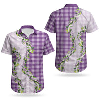 Violet Hawaii Palaka Couples Matching Off Shoulder Maxi Dress and Hawaiian Shirt Maile Pikake Honohono Orchid Lei LT05 - Polynesian Pride