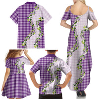 Violet Hawaii Palaka Family Matching Summer Maxi Dress and Hawaiian Shirt Maile Pikake Honohono Orchid Lei LT05 - Polynesian Pride