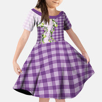 Violet Hawaii Palaka Family Matching Tank Maxi Dress and Hawaiian Shirt Maile Pikake Honohono Orchid Lei LT05 Daughter's Dress Violet - Polynesian Pride
