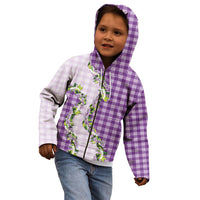 Violet Hawaii Palaka Kid Hoodie Maile Pikake Honohono Orchid Lei