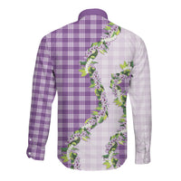 Violet Hawaii Palaka Long Sleeve Button Shirt Maile Pikake Honohono Orchid Lei LT05 - Polynesian Pride