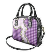 Violet Hawaii Palaka Shoulder Handbag Maile Pikake Honohono Orchid Lei