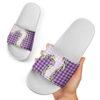 Violet Hawaii Palaka Slide Sandals Maile Pikake Honohono Orchid Lei