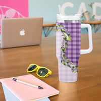 Violet Hawaii Palaka Tumbler With Handle Maile Pikake Honohono Orchid Lei