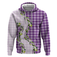 Violet Hawaii Palaka Zip Hoodie Maile Pikake Honohono Orchid Lei LT05 Pullover Hoodie Violet - Polynesian Pride