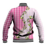 Pink Hawaii Palaka Baseball Jacket Maile Pikake Honohono Orchid Lei LT05 - Polynesian Pride