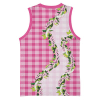 Pink Hawaii Palaka Basketball Jersey Maile Pikake Honohono Orchid Lei