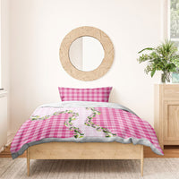 Pink Hawaii Palaka Bedding Set Maile Pikake Honohono Orchid Lei