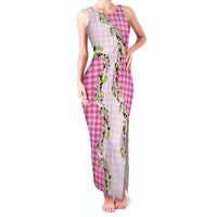 Pink Hawaii Palaka Family Matching Tank Maxi Dress and Hawaiian Shirt Maile Pikake Honohono Orchid Lei LT05 Mom's Dress Pink - Polynesian Pride
