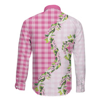 Pink Hawaii Palaka Long Sleeve Button Shirt Maile Pikake Honohono Orchid Lei LT05 - Polynesian Pride