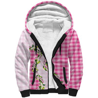 Pink Hawaii Palaka Sherpa Hoodie Maile Pikake Honohono Orchid Lei