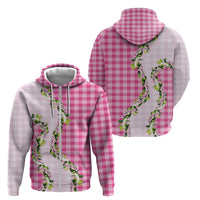 Pink Hawaii Palaka Zip Hoodie Maile Pikake Honohono Orchid Lei