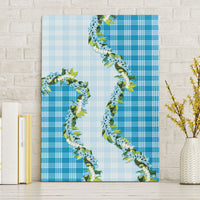 Blue Hawaii Palaka Canvas Wall Art Maile Pikake Honohono Orchid Lei