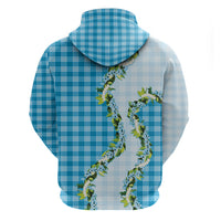Blue Hawaii Palaka Hoodie Maile Pikake Honohono Orchid Lei