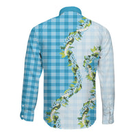 Blue Hawaii Palaka Long Sleeve Button Shirt Maile Pikake Honohono Orchid Lei LT05 - Polynesian Pride