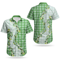 Green Hawaii Palaka Couples Matching Puletasi and Hawaiian Shirt Maile Pikake Honohono Orchid Lei LT05 - Polynesian Pride