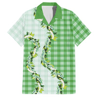 Green Hawaii Palaka Family Matching Tank Maxi Dress and Hawaiian Shirt Maile Pikake Honohono Orchid Lei LT05 Dad's Shirt - Short Sleeve Green - Polynesian Pride
