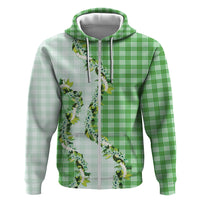 Green Hawaii Palaka Hoodie Maile Pikake Honohono Orchid Lei LT05 Zip Hoodie Green - Polynesian Pride