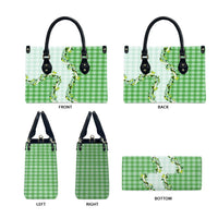 Green Hawaii Palaka Leather Bag Maile Pikake Honohono Orchid Lei LT05 - Polynesian Pride