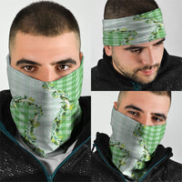 Green Hawaii Palaka Neck Gaiter Maile Pikake Honohono Orchid Lei