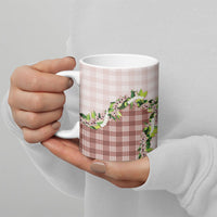Mocha Hawaii Palaka Ceramic Mug Maile Pikake Honohono Orchid Lei LT05 - Polynesian Pride