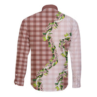 Mocha Hawaii Palaka Long Sleeve Button Shirt Maile Pikake Honohono Orchid Lei LT05 - Polynesian Pride