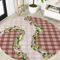 Mocha Hawaii Palaka Round Carpet Maile Pikake Honohono Orchid Lei