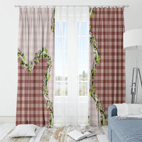 Mocha Hawaii Palaka Window Curtain Maile Pikake Honohono Orchid Lei