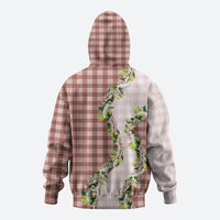 Mocha Hawaii Palaka Zip Hoodie Maile Pikake Honohono Orchid Lei LT05 - Polynesian Pride