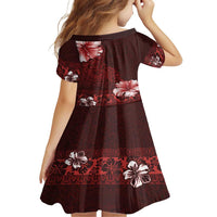 Hawaii Hibiscus With Oxblood Polynesian Pattern Family Matching Tank Maxi Dress and Hawaiian Shirt